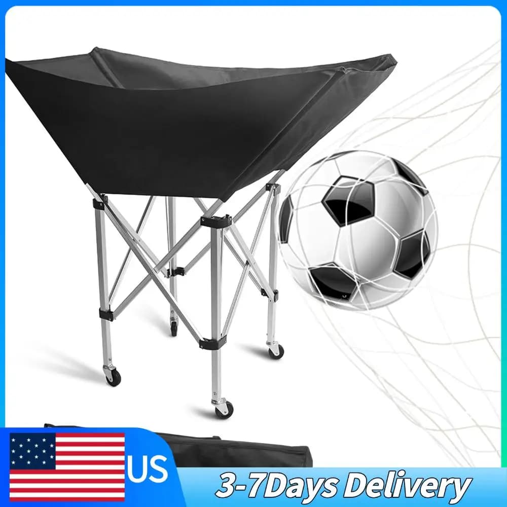 Folding Trolley with 28 Balls and Transport Bag, Volleyball Training Equipment with Wheels for Interior and Exterior