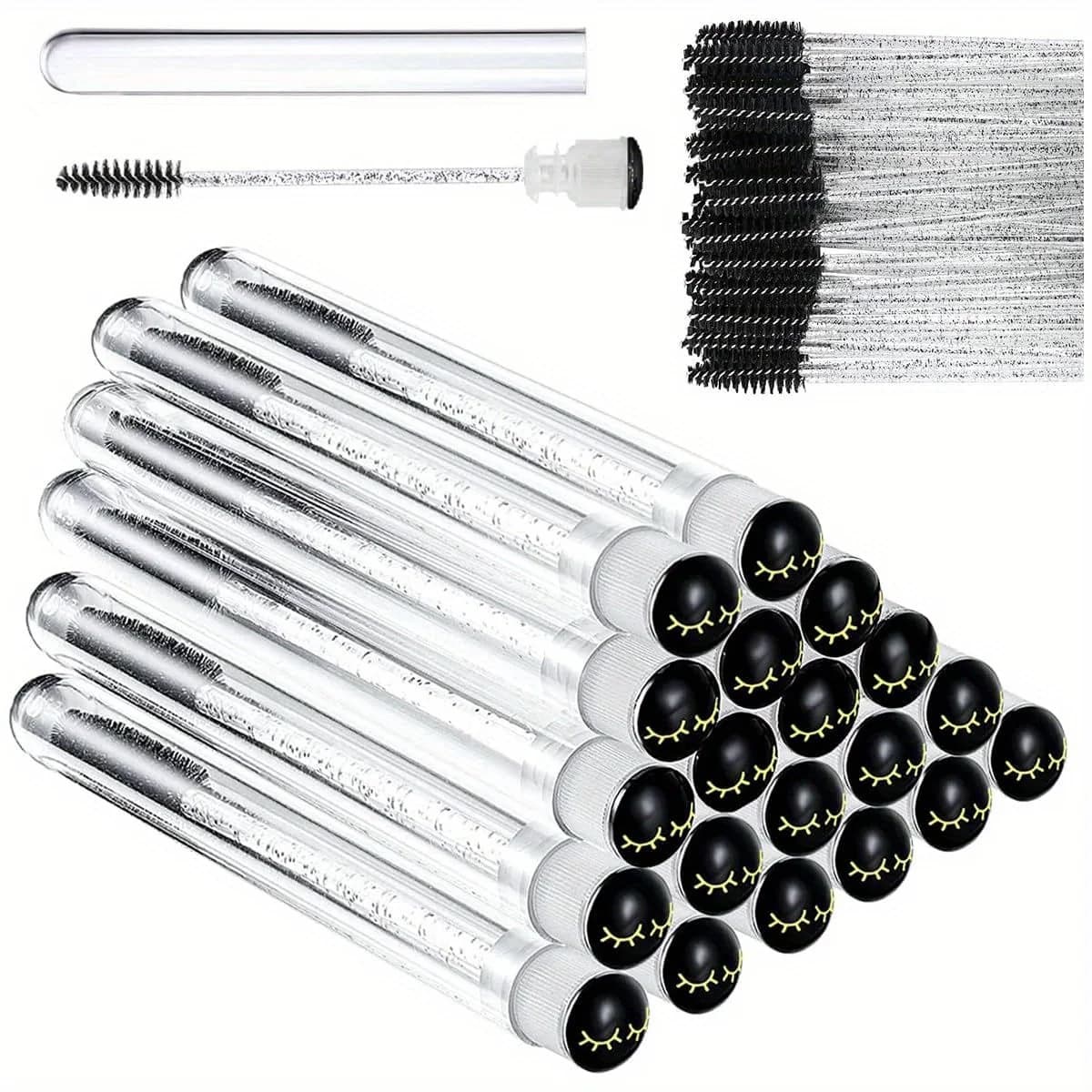 Set of rechargeable mascara wands from 90 pieces - 20 empty tubes + 70 brushes for extension eyelashes and mascara DIY (salone and domestic use)