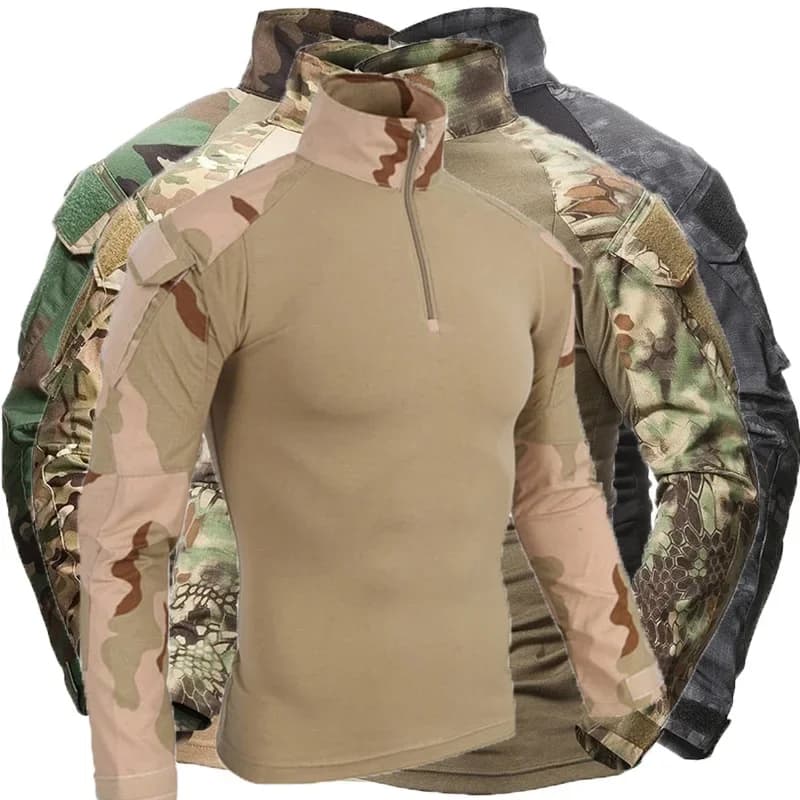 Camicia da combattimento Uniforme tattica Tute militari Allenamento militare Caccia Abbigliamento mimetico Giacca da campo