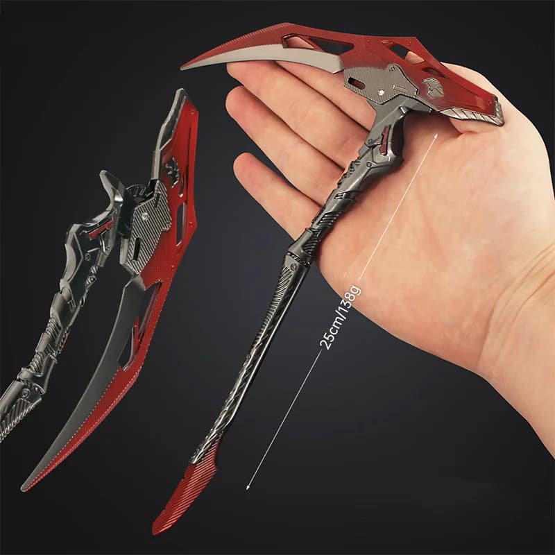 25cm Arena Breakout Reaper's Scythe Foldable Model Metal Ornament Knife Toy Sword Props Desktop Decorations Gifts Collections