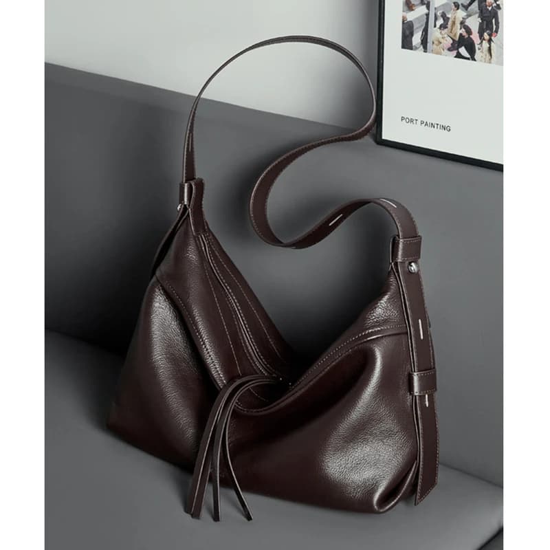 Borse a Spalla/Tracolla Hifashion Slouchy Hobo in Vera Pelle da Donna 2026 - Borse a Mezzaluna di Lusso Firmate per Donna