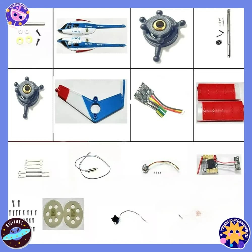 C138-PRO C138PRO RC Elicottero Pezzi di ricambio elica motore rotore testa albero principale piatto oscillante servo ricevitore guscio Carrello di atterraggio
