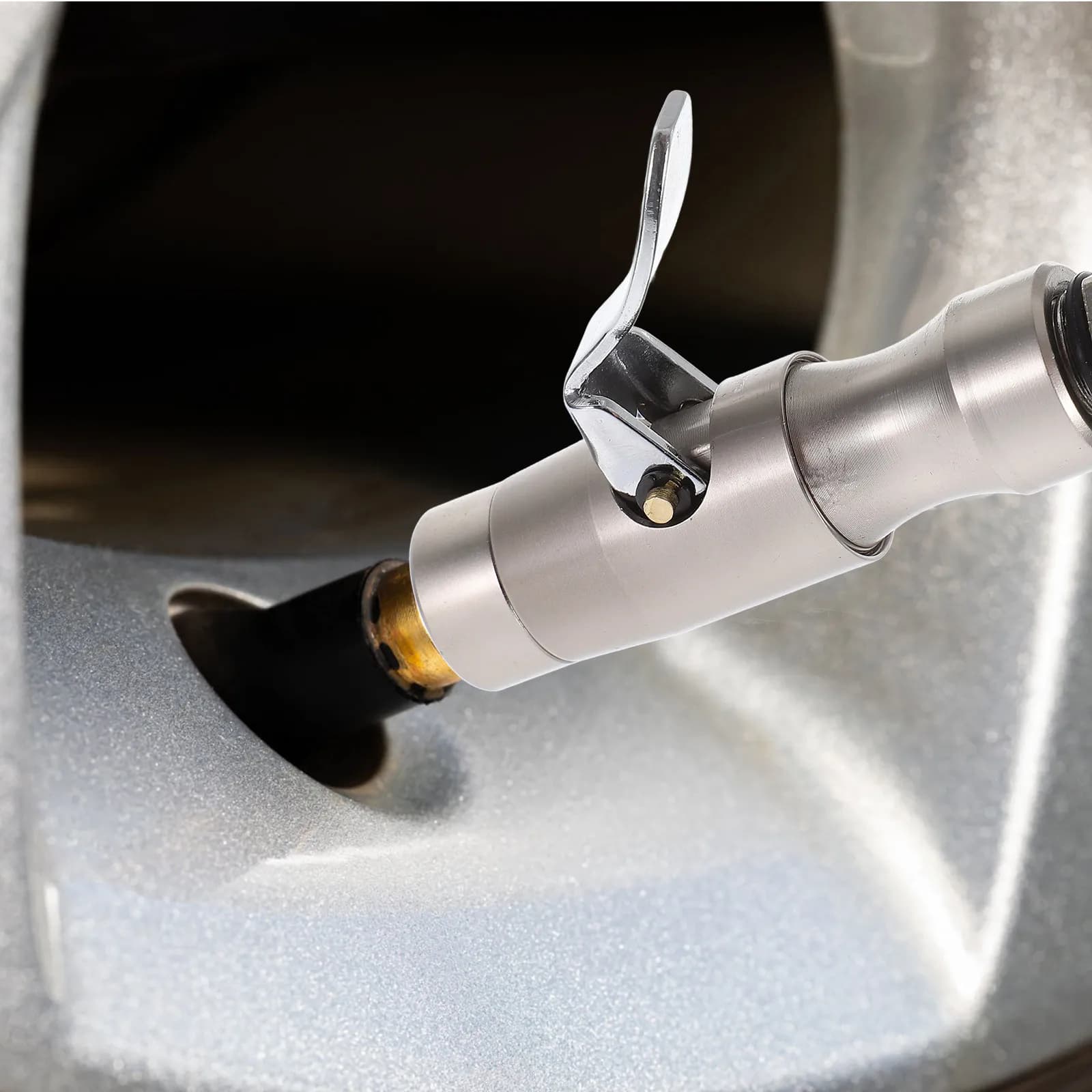 Mandrino ad aria professionale autobloccante per impieghi gravosi per gonfiatore pneumatici auto, moto, bici, adattatore valvola con clip per pneumatici
