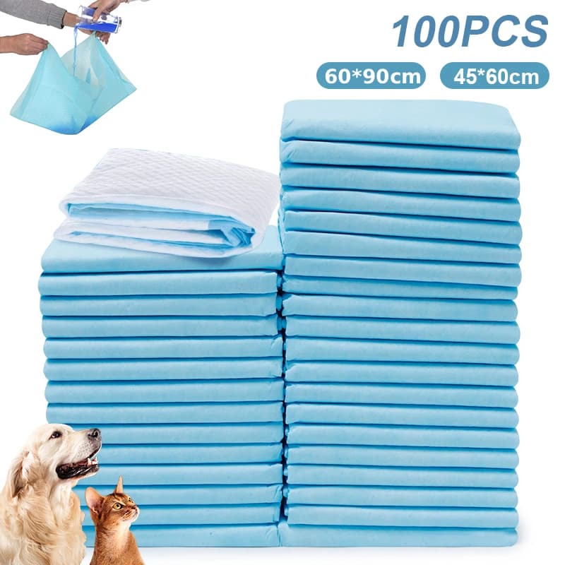 100 Pezzi Pannolini per Animali Domestici 45*60cm/60*90cm, Pannolini Super Assorbenti per Cani e Gatti, Tappetini Assorbenti Rapidi Usa e Getta per Urina