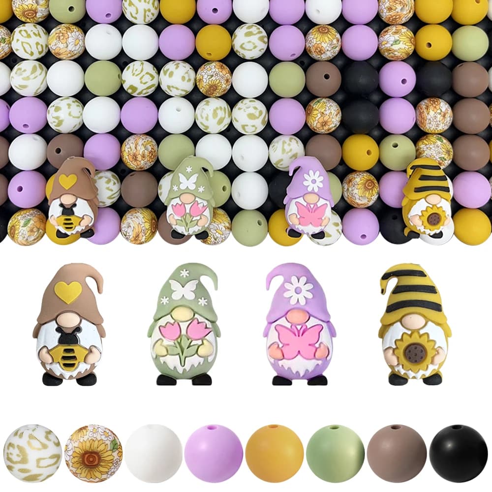 25/32/54PCS Set di perline in silicone nano carino 3D, perfetto per l'artigianato fatto a mano fai-da-te come portachiavi, collane, bracciali, ecc.