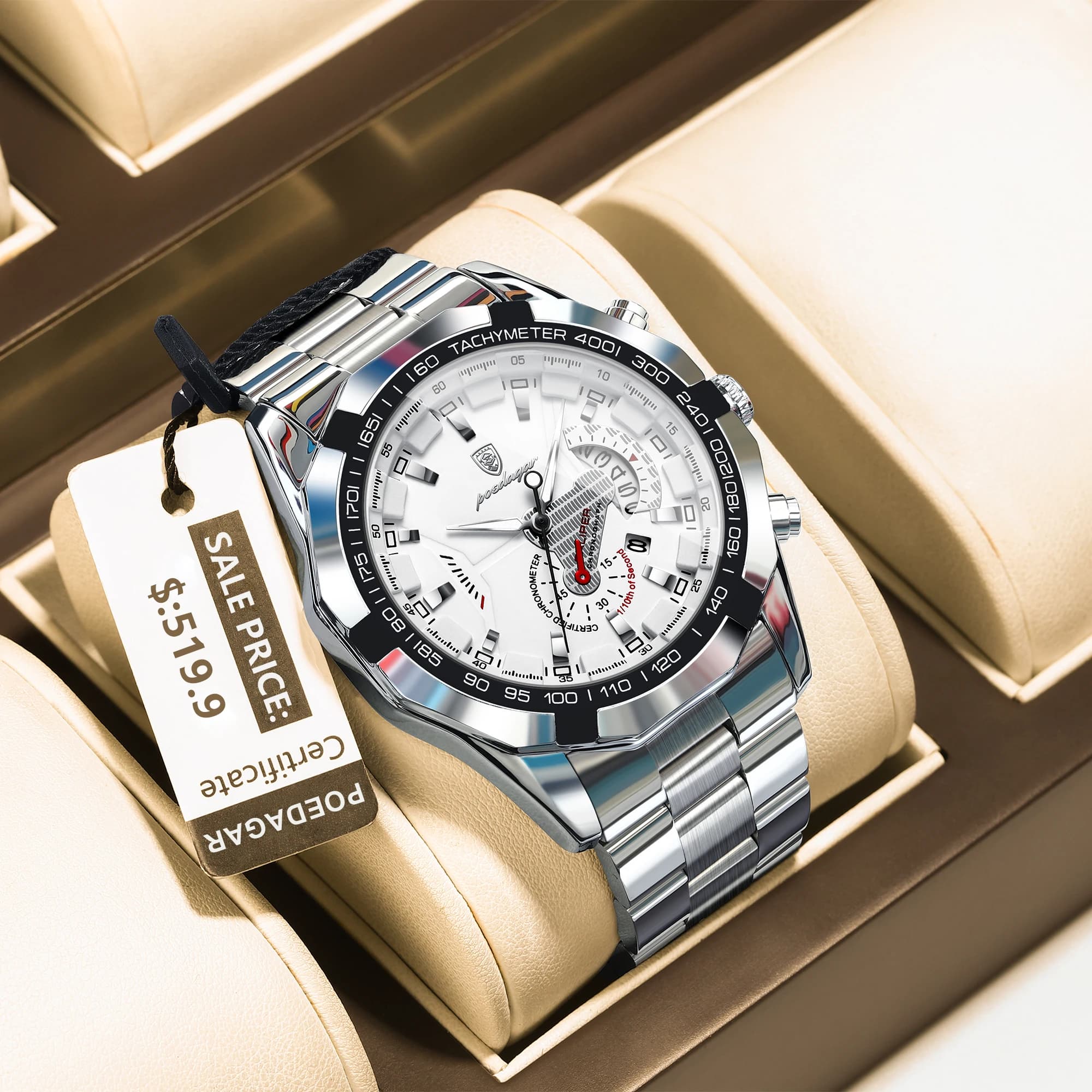 POEDAGAR Fashionable Luxury Men's Watch Men's Wrist Watch with Waterproof Light Date High Quality New Men's Quartz Watch Stainless Steel