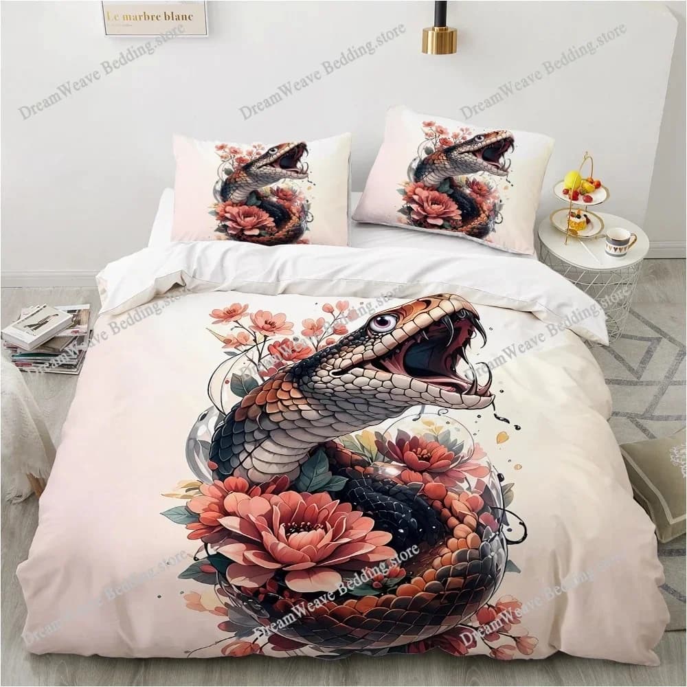 Luxury 3D Snake Scale Bedding Set - QueenKing Microfiber Duvet Cover,Wrinkle Resistant Bed Linen for Adult Bedroom Luxury Gift7