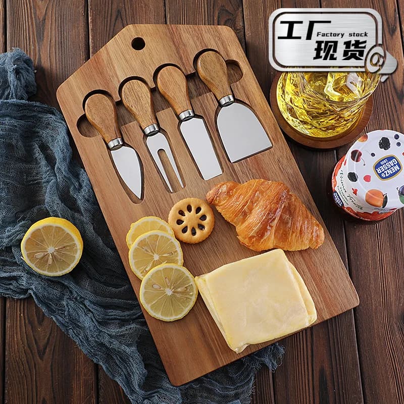 Set di taglieri per formaggi in Acacia Set di 4 coltelli da formaggio Set di coltelli da tavola per gastronomia