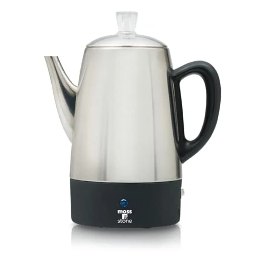 Caffettiera Elettrica Percolatore in Acciaio Inox da 10 Tazze Percolatore in Acciaio Inox da 10 Tazze con Funzione Mantenimento Calore