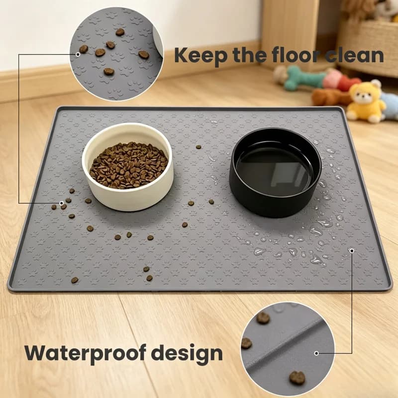 Silicone Waterproof Pet Placemat, Cat & Dog Feeding Mat, Non-Slip Food Bowl Pad for Feeder Drinker Supplies
