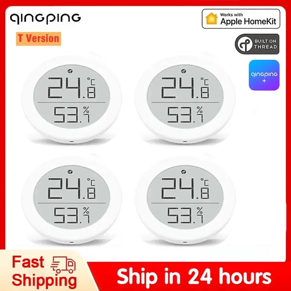 Qingping Temperature Humidity Sensor T Version Thread/BLE High-precision Indoor E-Link INK Thermometer work with Apple HomeKit