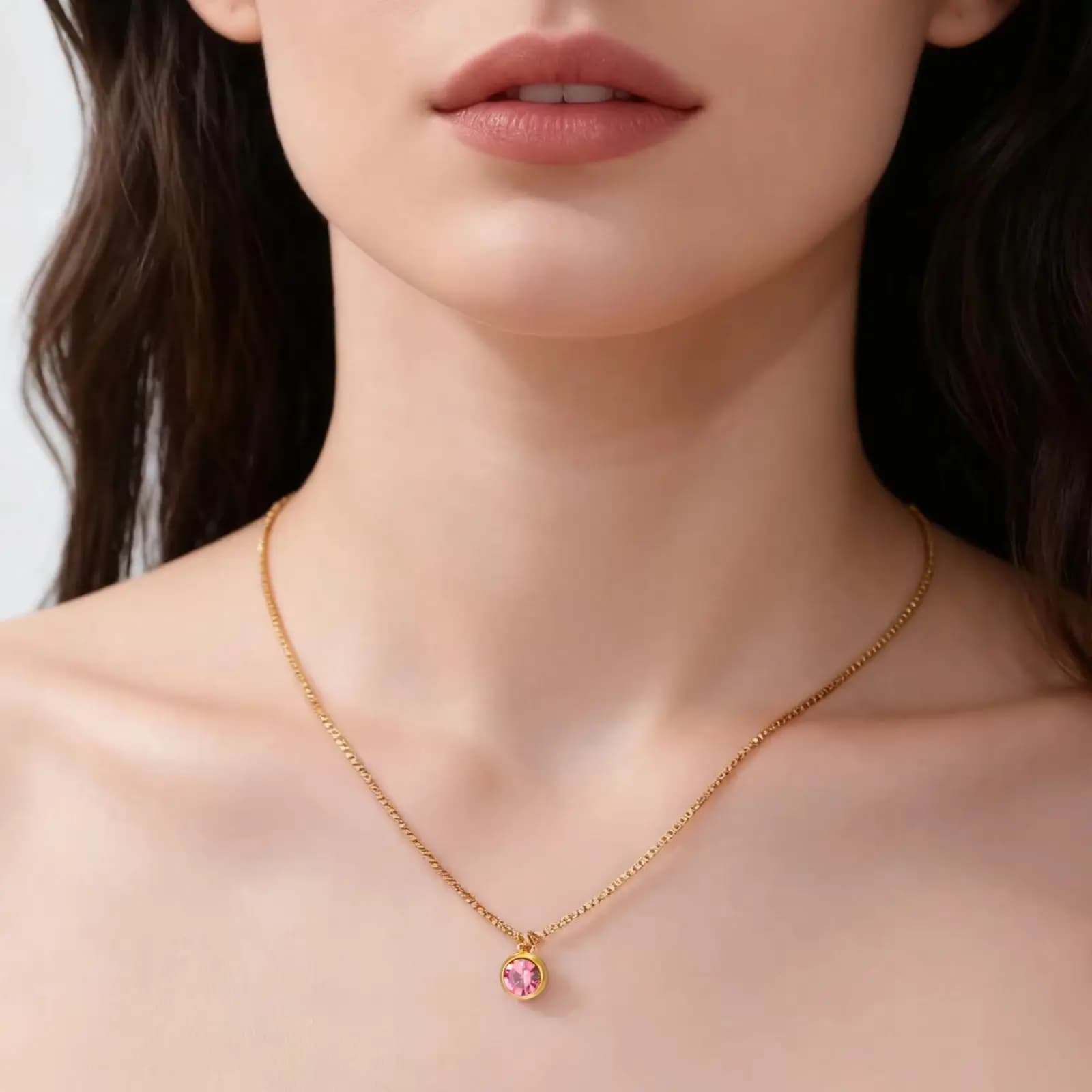 Collana con ciondolo zircone trasparente con pietra portafortuna dei 12 mesi per donna, in acciaio inossidabile, con catena sottile a maglia box, gioiello regalo di compleanno 2026