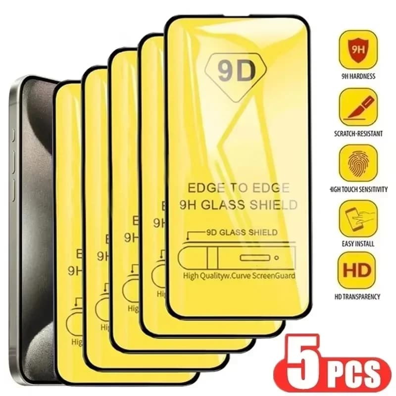 Pellicola Protettiva in Vetro Temperato 9D per iPhone 16 17 13 15 11 12 14 Pro Max 16E 17 Air 8 7 Plus 13 12 Mini XR XS X SE 2022 2020