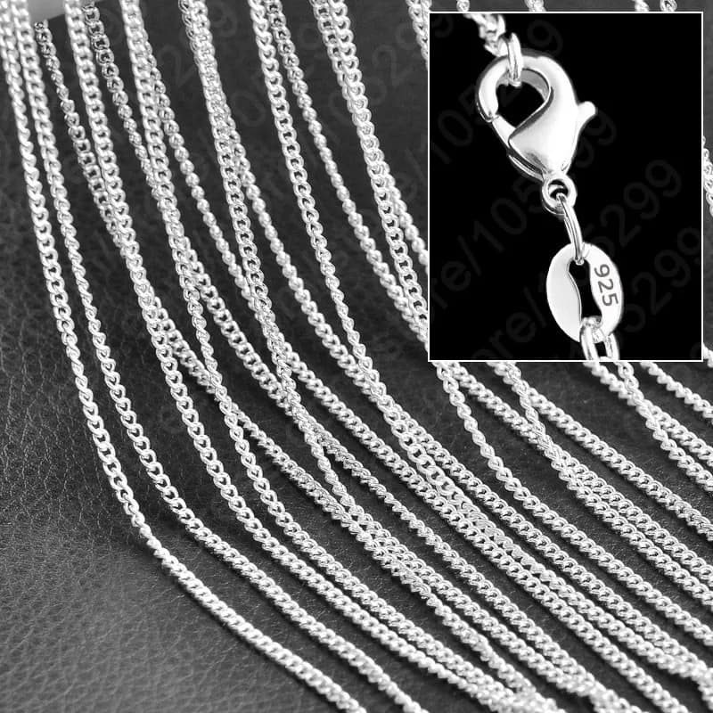 10 pezzi di gioielli con catene di collane a maglie con ciondolo ad ago in argento sterling puro 925 con fermagli a moschettone di buona qualità set da 16-30 pollici