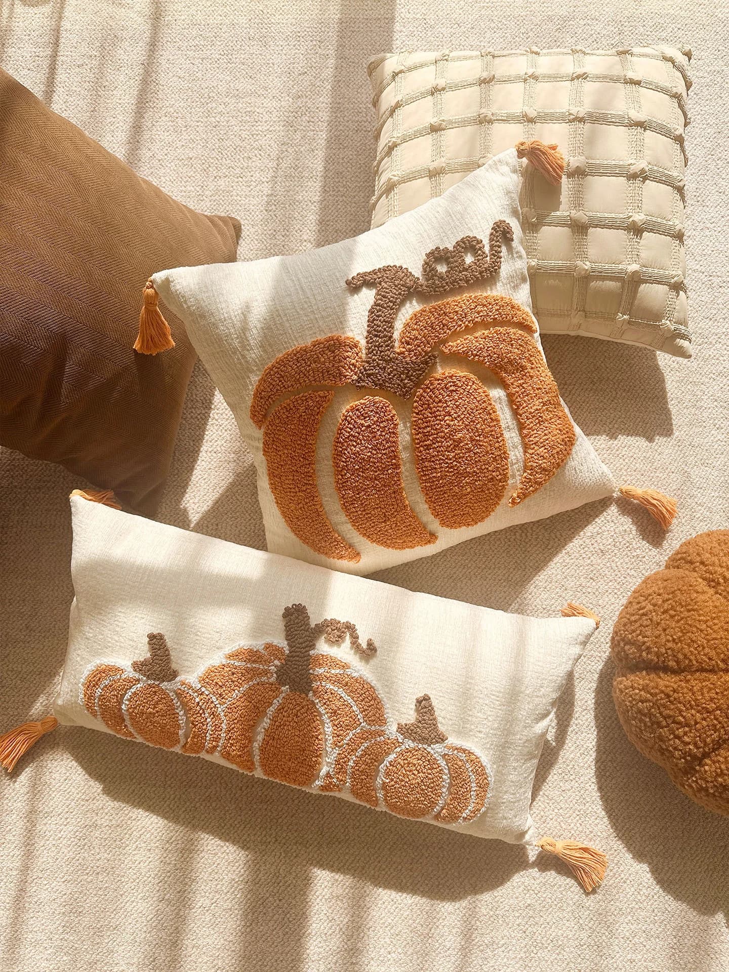 Brown Nordic Style Pillow Couch Cushion Window Living Room Sofa Pillow Backrest Pad Cover Polyester Fiber Square Shape