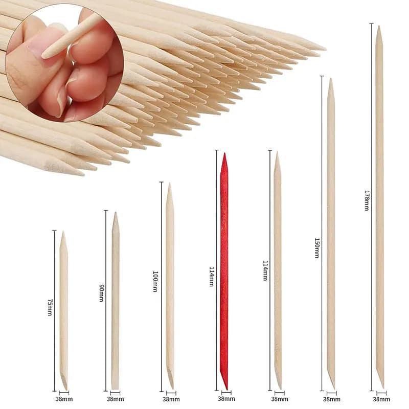 100 pezzi spingipelle rimozione bastoncini per unghie in legno arancione strass a doppia faccia punteggiatura strumenti nail art manicure pedicure cura