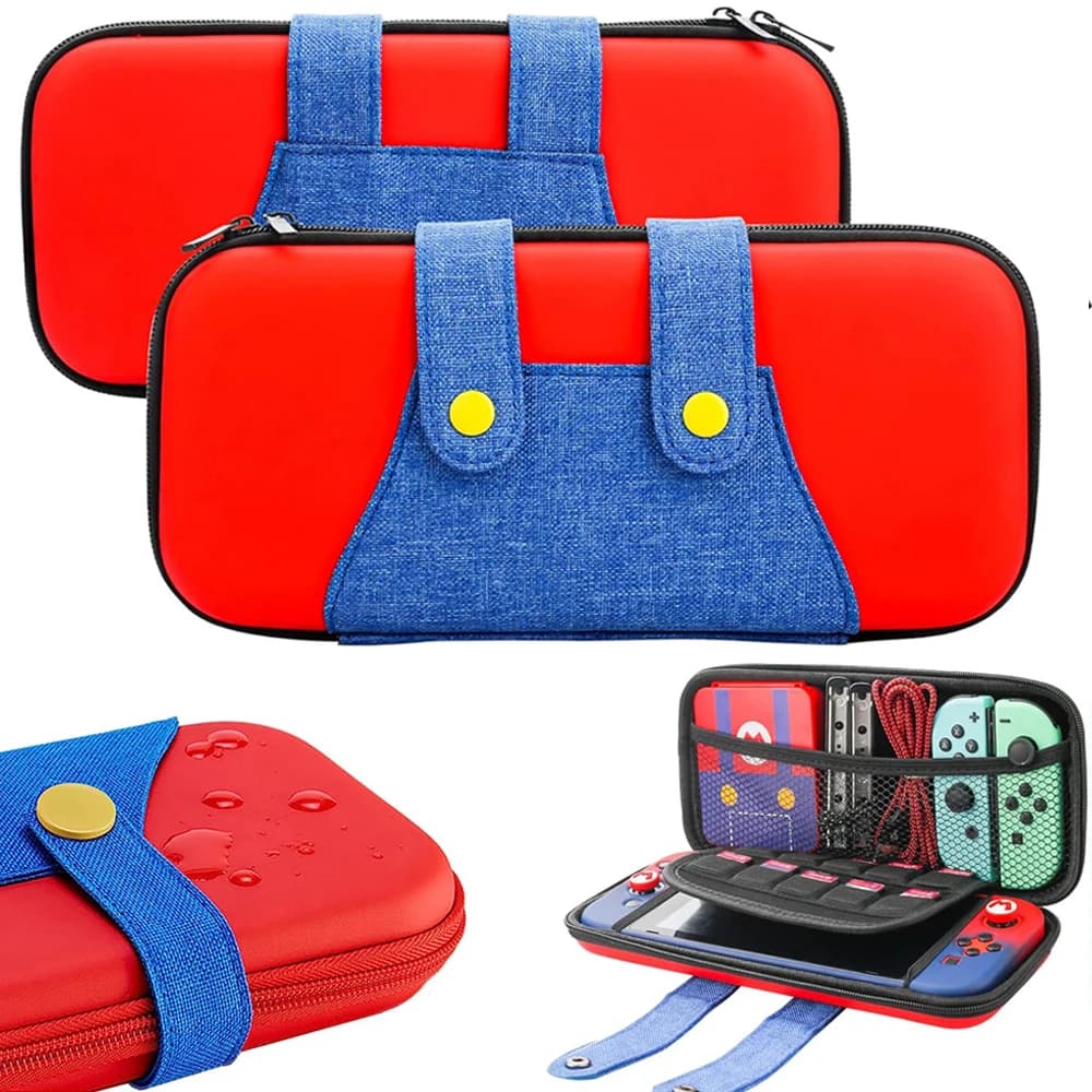 Custodia per interruttori compatibile con Nintendo Switch/OLED Custodia per interruttori portatile carina 10 supporti da gioco per set di coperture da viaggio Mario