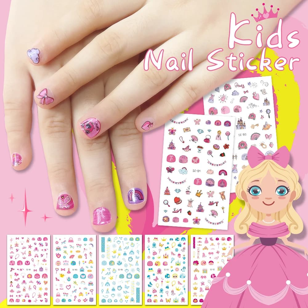 Adesivi per unghie principessa cartone animato per bambini Decorazione per nail art fai da te Ragazze Trucco Decalcomanie per unghie Adesivi per nail art in lamina per manicure Kawaii