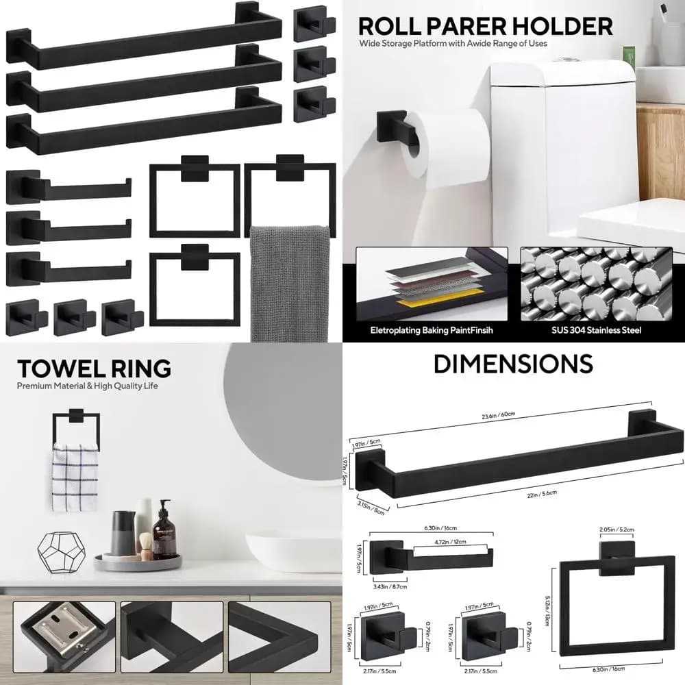 Set di accessori per il bagno da 23,6 pollici, acciaio inossidabile nero, kit portasciugamani con accessori da bagno