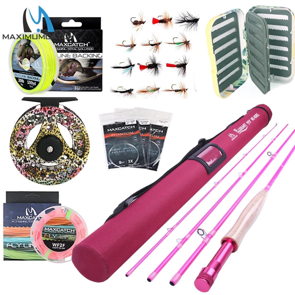 Combined fly fishing kit Maximumcatch - 6'6"/9' 2/5WT barrel and reel with flies + line + trout/lower fishing gear box