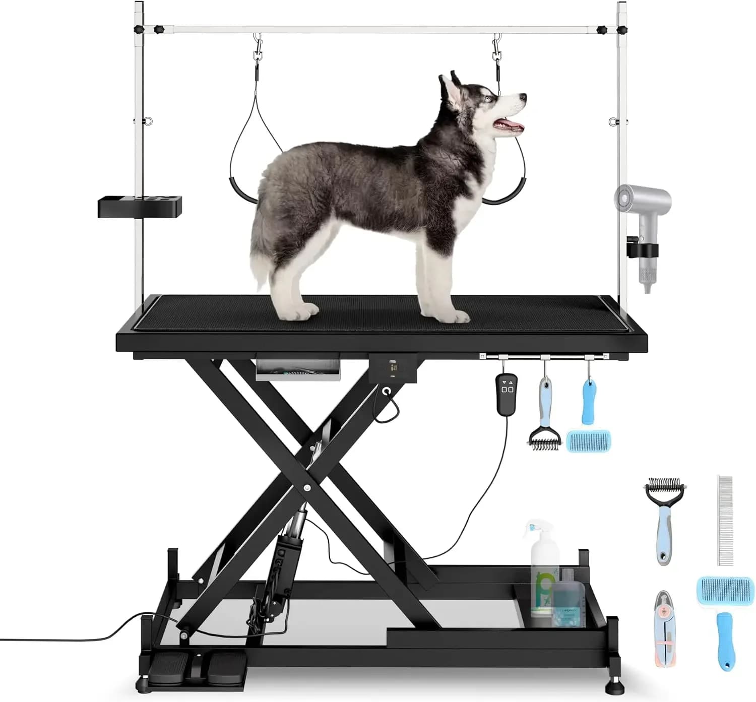 Electric Lift Pet Dog Grooming Table, Upgrade 50 Inch Heavy Duty 9'' -36'' Adjustable Height Professional Pet Grooming Table