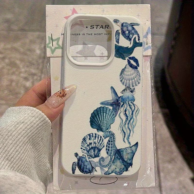 Watercolor Floral Jellyfish Blue Pattern Phone Case For iPhone 17 16 15 14 13 12 11 Pro Max XS XR Plus 17 Air 16 Soft TPU Cover