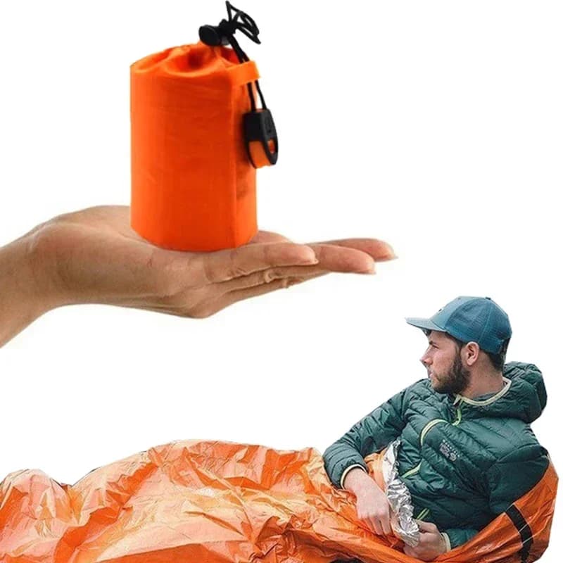 Coperta di emergenza EDC per esterni Sacco a pelo di sopravvivenza Kit di salvataggio di primo soccorso Escursione da campeggio Antivento Impermeabile termico