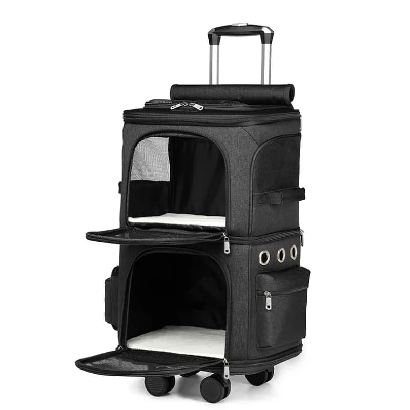 Borsa per Gatti a Doppio Strato, Comodo Zaino Trolley per Gatti, Trasportino Leggero per Gatti, Borsa da Viaggio per Trasporto Animali Domestici all'Aperto