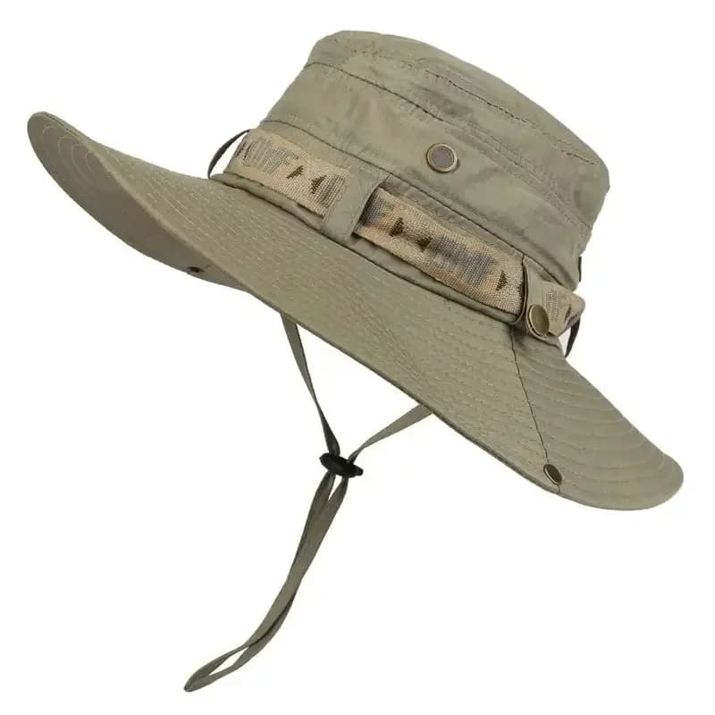 Men's Summer Fishing Hat Outdoor Wide Tense UV Protection Panama Safari Hiking Hat Fishing Hat in Network Beach Hat for Solar Protection