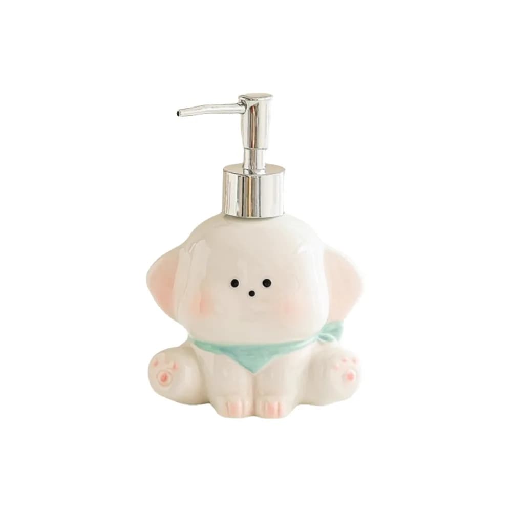 Dispenser di Sapone Liquido in Ceramica a Forma di Cane, Bottiglia Vuota per Gel Doccia, Flaconi Separati con Pompa a Pressione, Bottiglia Carina per Shampoo, Uso da Bancone