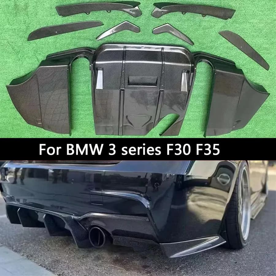 GEEX Style Carbon Fiber Rear Diffuser for BMW 3 Series F30 F35 320 330, Splitter Rear, Spoiler, Carrozzeria Kit