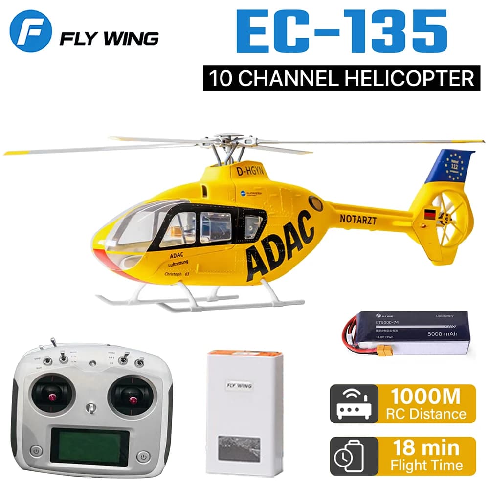 Fly Wing EC-135 RC Elicottero 10CH Giroscopio a 6 assi GPS 5000mAh Velivolo con controllo di volo ACE