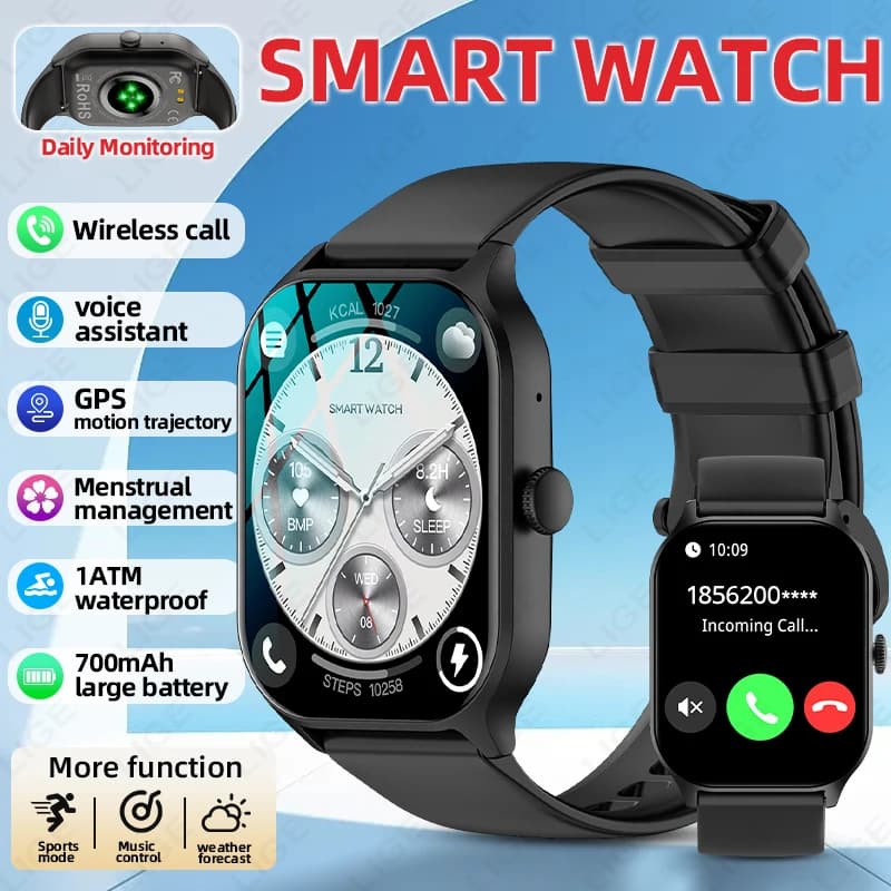 LIGE 2026 NUOVO Smartwatch GPS con Tracciamento del Movimento, Gestione Sportiva, Monitoraggio della Salute e del Sonno, Messaggi, Chiamate Wireless, Regalo per Uomini e Donne