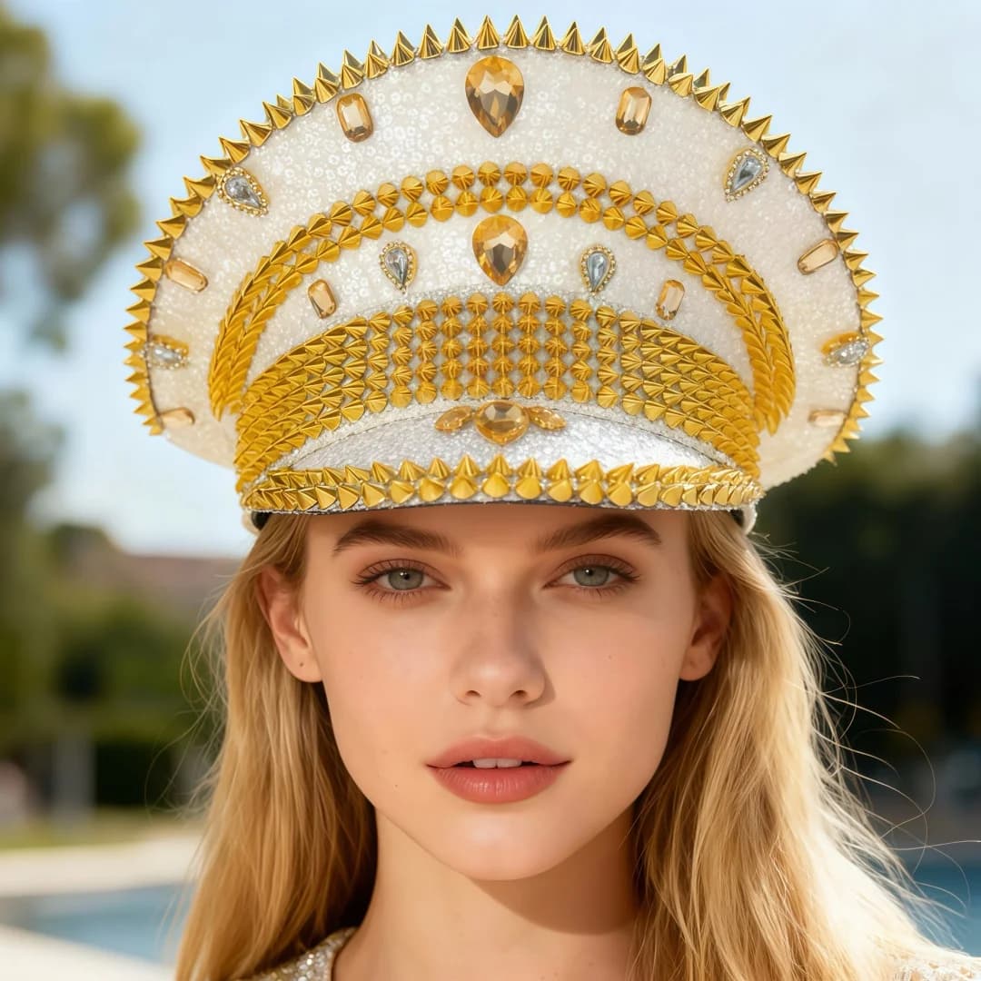 Cappello da Capitano Steampunk con Strass per Carnevale, Mardi Gras, Accessori Militari Vintage e Cappello per Uomini e Donne