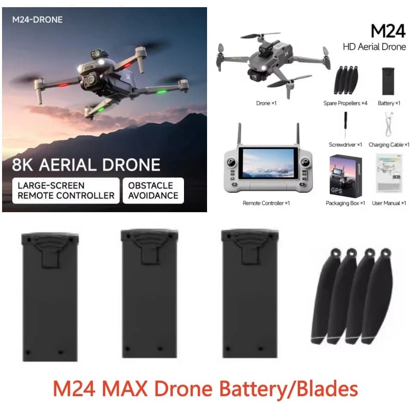 2000mAh battery and propellers for M24 MAX GPS drone - Original spare parts