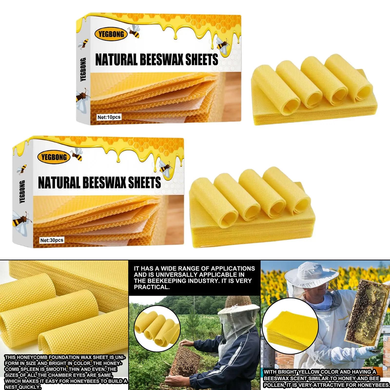 Fogli di Cera d'Api a Nido d'Ape per Apicoltori, Cera Naturale per Candele Fai-da-Te e Progetti Artigianali