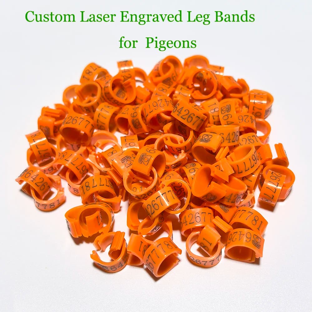 Professional 8 mm 100 pcs Pigeons Rings - Customized legs laser engraved for foot rings with pigeons and racing doves