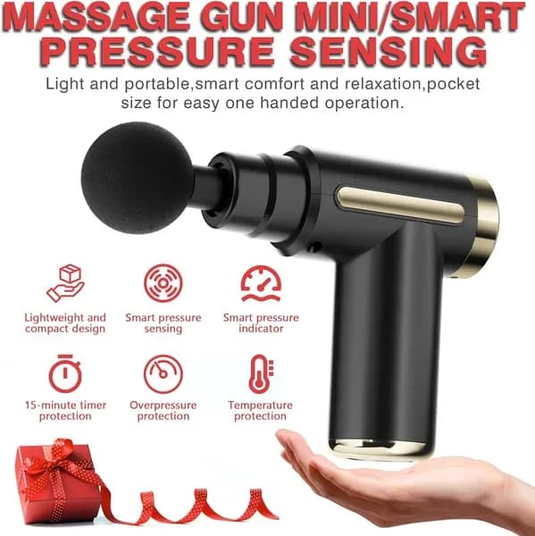 Pistola per Massaggio, Massaggiatore Muscolare Profondo per Alleviare il Dolore con 4 Testine Massaggianti e 6 Velocità, Mini Elettrico