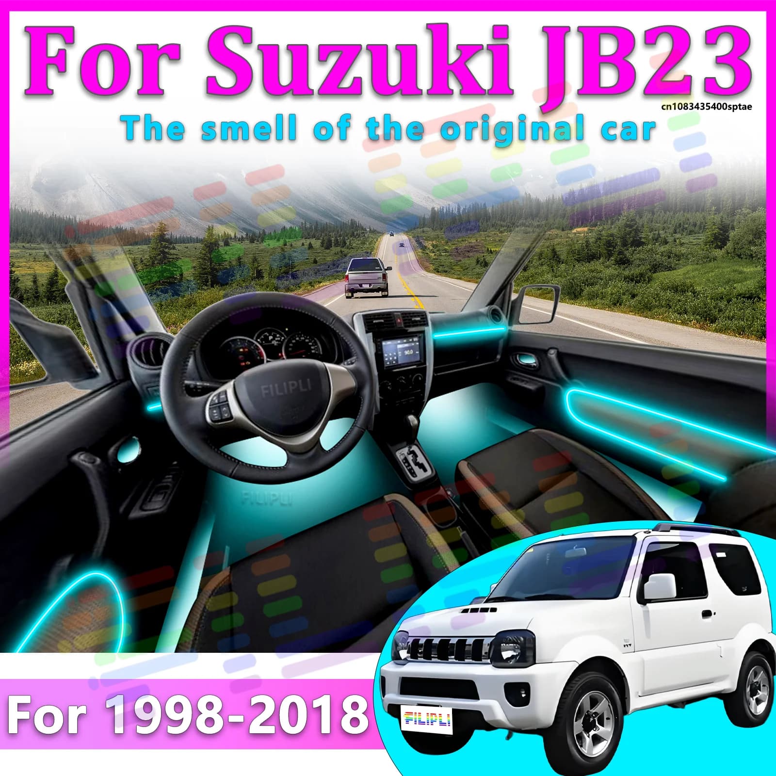 Luci Ambientali LED per Suzuki Jimny JB23, Illuminazione Atmosferica Colorata, Strisce Neon per Interni Auto, Controllo App, 64 Luci RGB