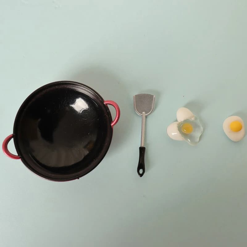 1:12 Doll House Simulation Spatula for Eggs Set of Pans Miniature Doll House Accessories for Kitchen Pots Doll House Food Toys