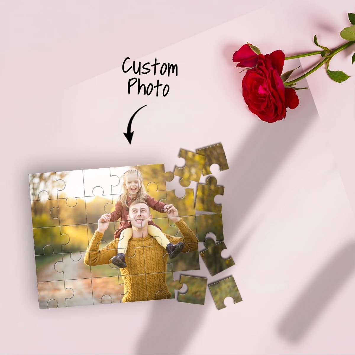 Rilascia creativa del padre e del figlio. Puzzle con immagini personalizzate Puzzle di decompressione personalizzati Puzzle personalizzati in foto