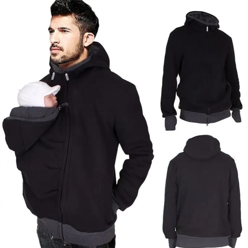 2025 New Autumn Winter3-in-1 detachable sleeping bag for kids multifunctional kangaroo dad sweater jacket with men's hood