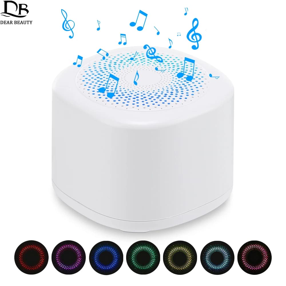 Macchina portatile per il sonno del bambino con macchina per il suono del rumore bianco con 10 suoni rilassanti 7 colori luce notturna 4 timer mini dispositivo di aiuto per il sonno