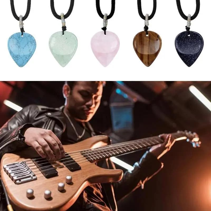 Plettro per chitarra per collana chiave, Uomo Donna Musicista Chitarrista Marito Fidanzato Pietra Plettro per chitarra Regalo