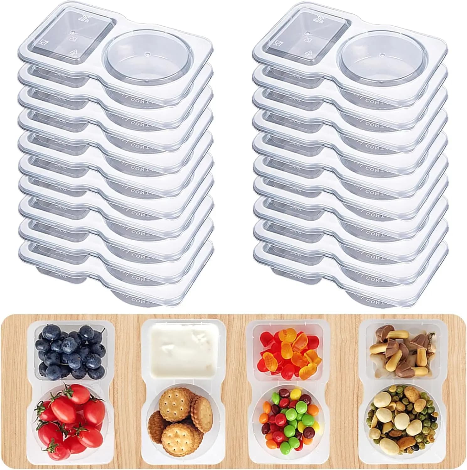 Contenitori per snack da 20 set, contenitore per snack riutilizzabile con coperchio, pacchetto per snack per il controllo delle porzioni Preparazione dei pasti al pranzo per i viaggi scolastici in ufficio