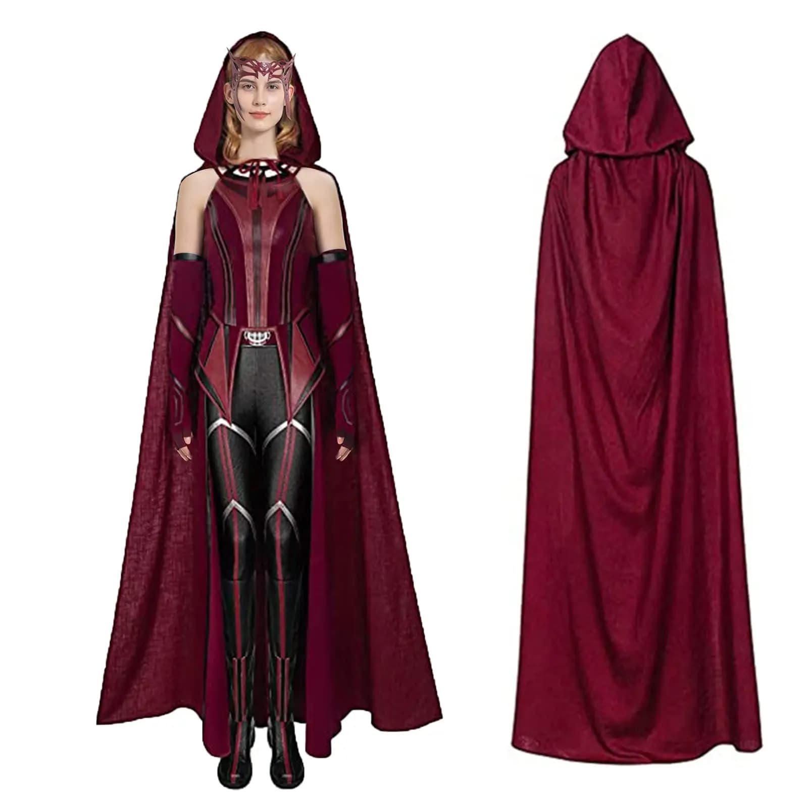 Scarlet Witch Cosplay Women's Cosplay Costume Corona Copricapo Red MantleTop Trousers Belt Gloves Halloween Cosplay Set Full Set