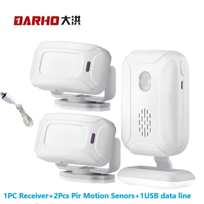Darho Welcome Sensore di movimento Allarme di sicurezza 36 canzoni Campanello Campanello Wireless Smart Home Luce notturna a LED Porta Finestra Negozio Negozio