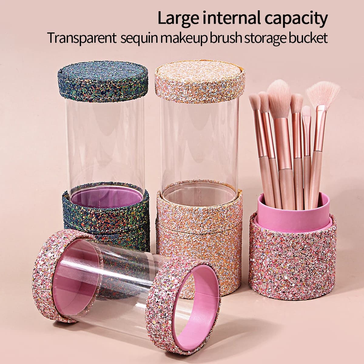 1 pcs Sparkling Makeup Brush Bucket Cosmetic Storage Pen Box Lipstick Brush Container Home Storage Box for Desktop