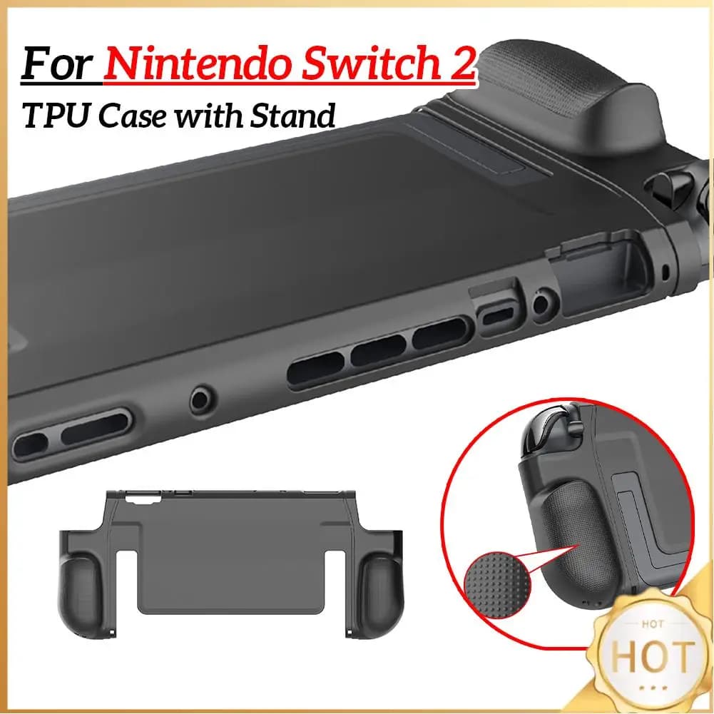 Custodia in TPU per Nintendo Switch 2 Custodia protettiva antiurto per Switch 2 Custodia ergonomica con impugnatura con supporto