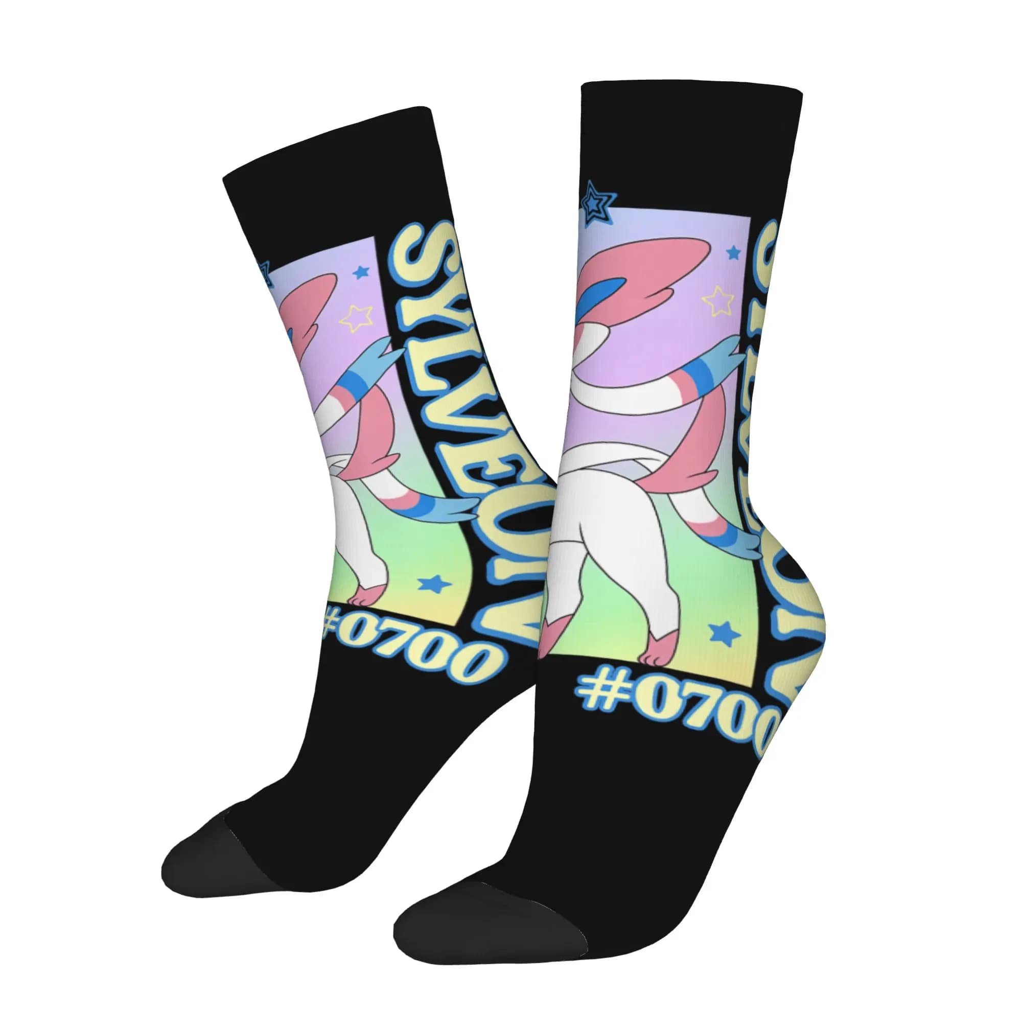 cycling socks Pokemon Sylveon Happy Colorful Portrait Unisex Adults Crazy Men's compression Socks Unisex items Crew Sock